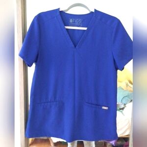 FIGS Technical Collection  Women's Blue Scrub V-Neck Top Size S